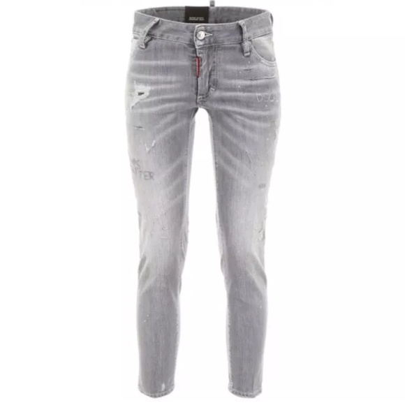 Dsquared2 Dsquared Super Skinny Cropped Gray Denim Destressed Jeans Italy 40 - Picture 2 of 10